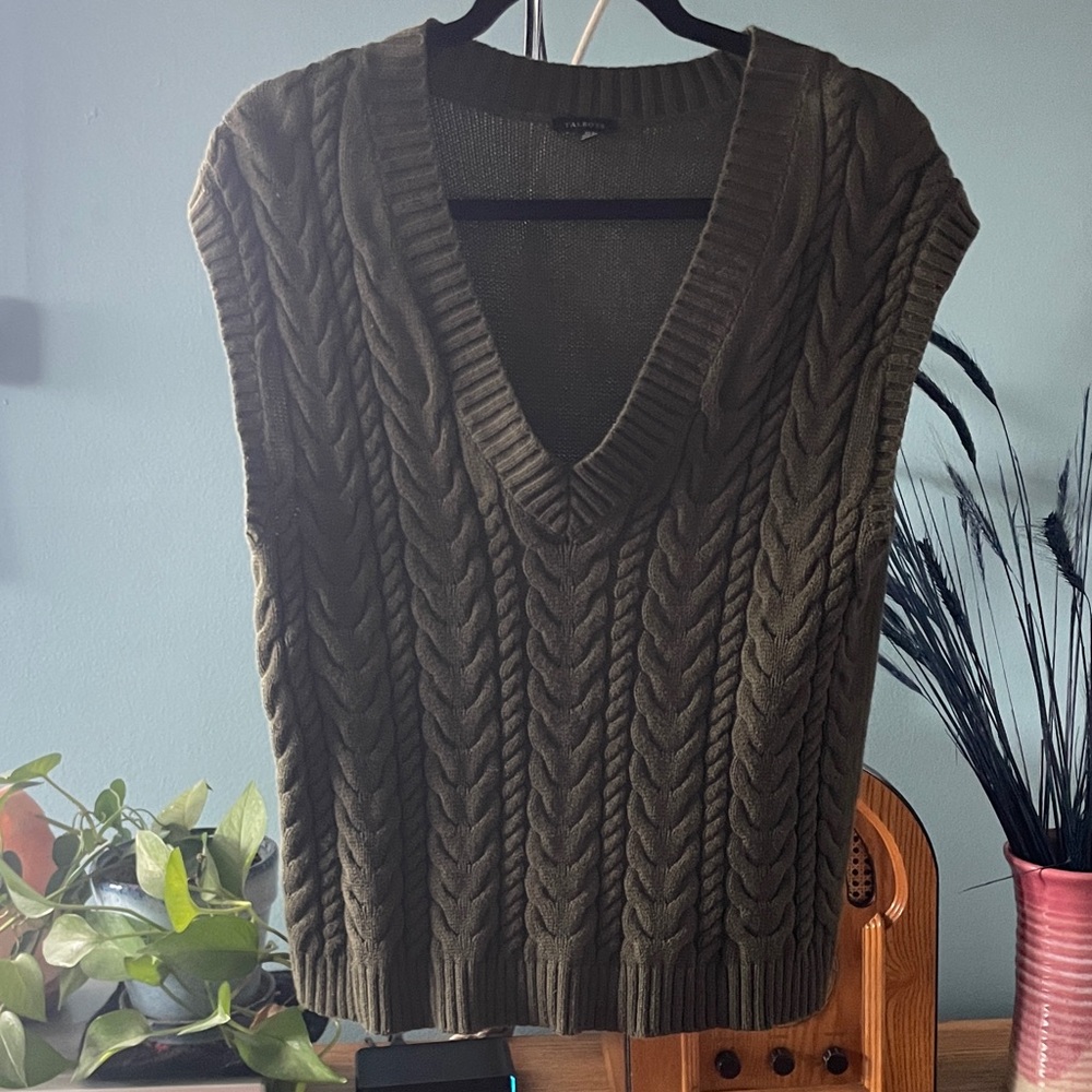 Talbots Dark Green Knit Sweater Vest